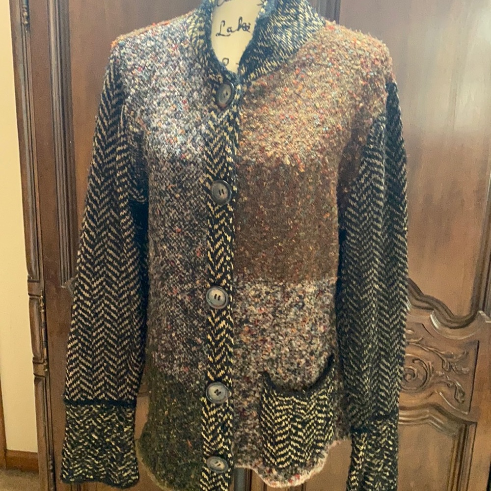 Coldwater Creek Textured Brown and Black Cardigan